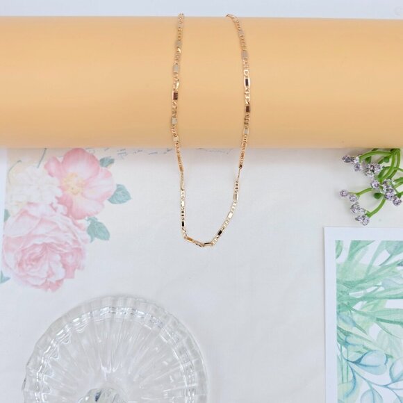 Rose Gold Figaro Chain Necklace with High Polish Finish - 44cm, XPNL0054 - Picture 6 of 12